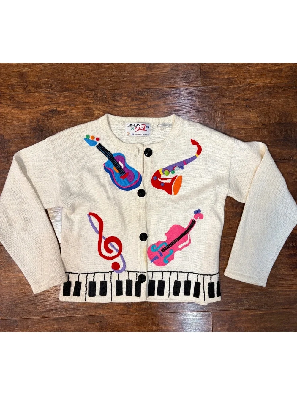 Vintage Simon Sez by Michael Simon instruments cardigan sz 10
